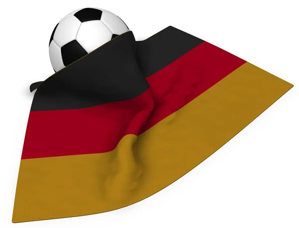 Pelota de fútbol y bandera de Alemania - 3d renderizado —  Fotos de Stock