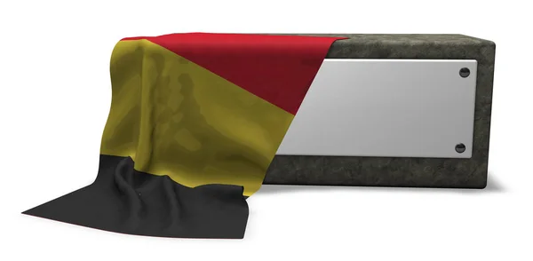 Sten uttag med tomma tecken och Belgiens flagga - 3d rendering — Stockfoto