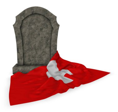 mezar taşı ve İsviçre bayrağı - 3d render