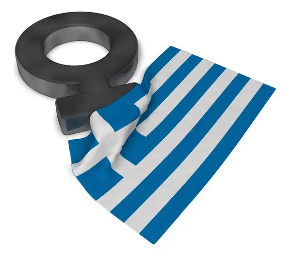 Símbolo femenino y bandera de Grecia - representación 3d —  Fotos de Stock