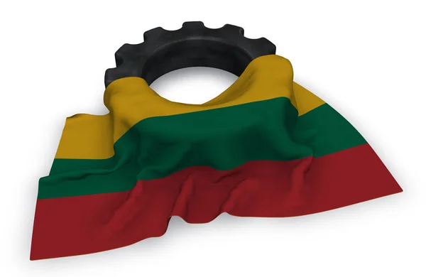 Gear wheel and flag of Lithuania - 3d rendering — Stock Photo, Image