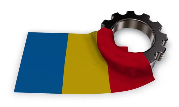 Zahnrad und Fahne Rumänien - 3D-Darstellung — Stockfoto