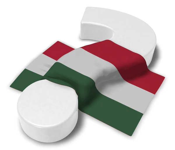 Vraagteken en vlag van Hongarije - 3d illustratie — Stockfoto
