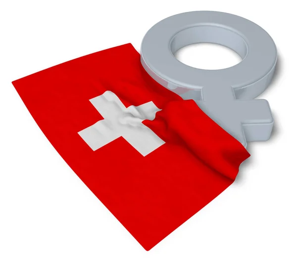 Kvinnlig symbol och flag Schweiz - 3d rendering — Stockfoto