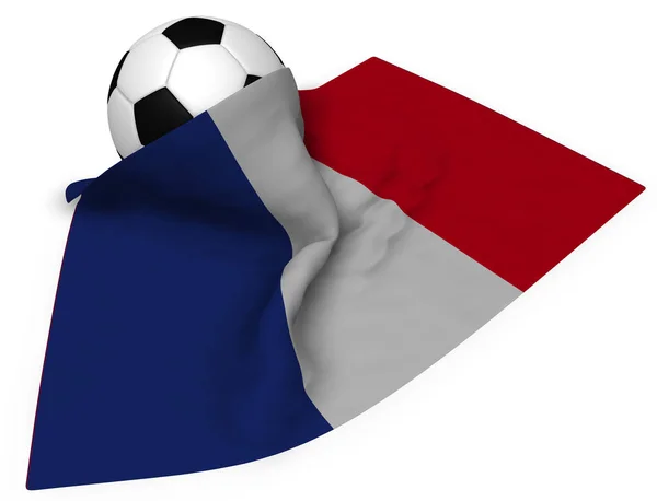 足球球和法国国旗-3d 渲染 — 图库照片