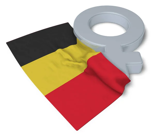 Symbolen för feminin och Belgiens flagga - 3d rendering — Stockfoto