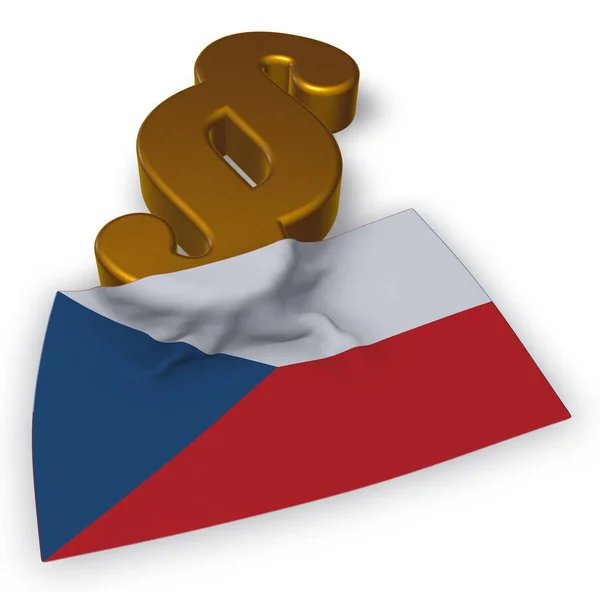 Paragrafu i Flaga Republiki Czeskiej - 3d renderowania — Zdjęcie stockowe