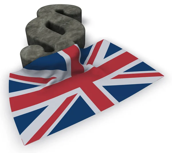 Paragraph symbol and flag of the uk - 3d rendering — Stock Photo, Image