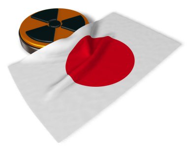 arka plan - 3d çizim nükleer sembol ve beyaz üzerine Japonya bayrağı