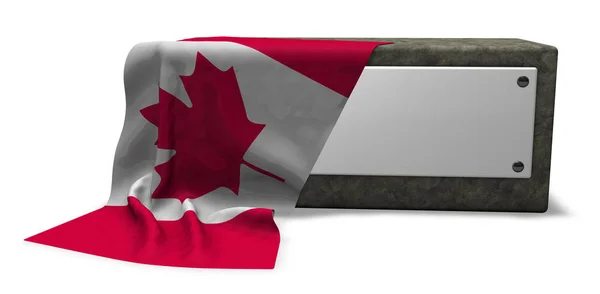 石套接字与空白的标志和旗帜的加拿大-3d 渲染 — 图库照片