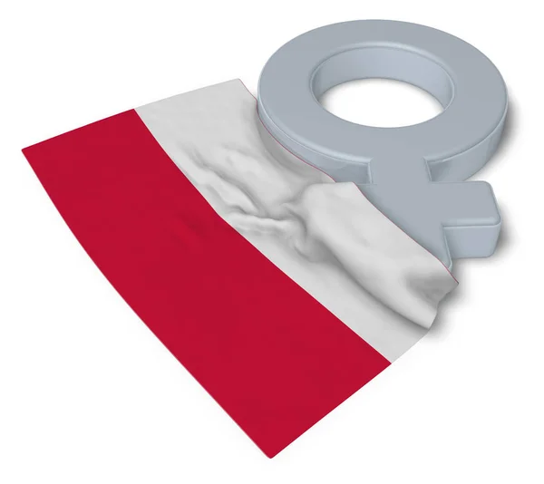 Symbol for feminine and flag of poland - 3d rendering — Stock Photo, Image