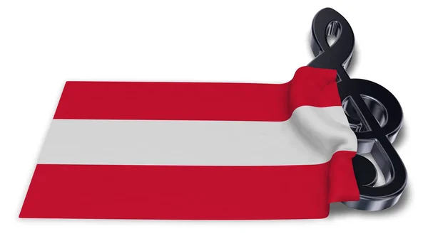 Schlüsselsymbol und österreichische Flagge - 3D-Darstellung Stockbild