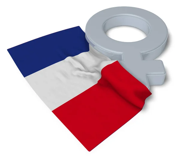 Símbolo para femenino y bandera de Francia - 3d renderizado — Foto de Stock