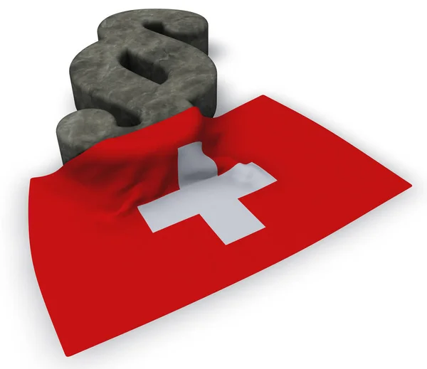 Paragraph symbol and flag of switzerland - 3d rendering — Stock Photo, Image