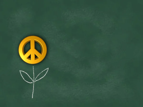 Flor com símbolo de paz no quadro - 3d renderização — Fotografia de Stock