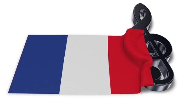 Clef simbol dan bendera dari france - 3d render — Stok Foto