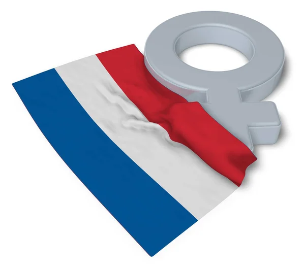 Symbool voor vrouwelijke en de vlag van Nederland - 3d rendering — Stockfoto