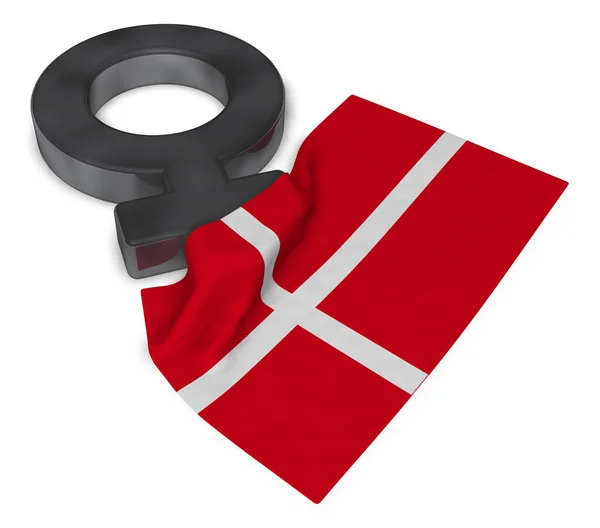 Símbolo femenino y bandera de denmark - representación 3d —  Fotos de Stock