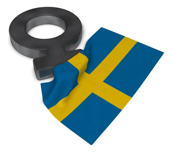 Kvinnlig symbol och Sveriges flagga - 3d rendering — Stockfoto