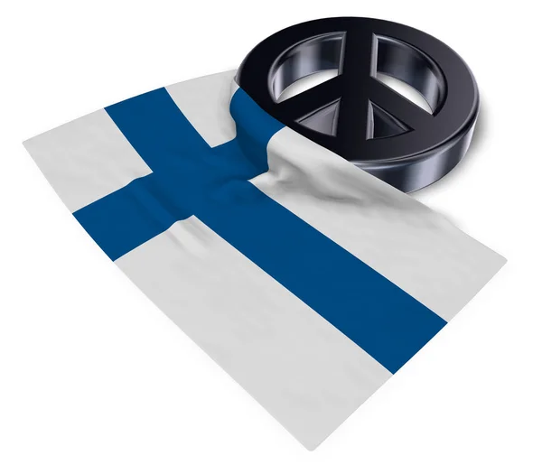 Béke szimbóluma és Finnország - 3d rendering zászlaja — Stock Fotó