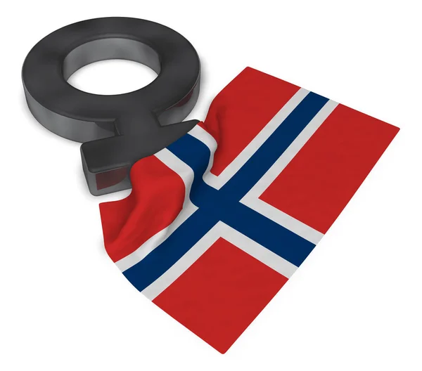 Female symbol and flag of norway - 3d rendering — Stock Photo, Image
