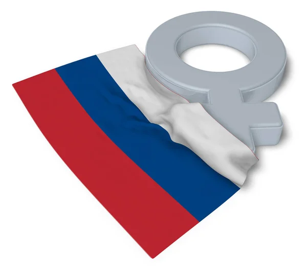 Vrouwelijke symbool en de vlag van Rusland - 3d rendering — Stockfoto