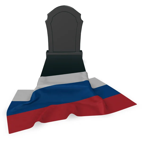 Grafsteen en vlag van Rusland - 3d rendering — Stockfoto