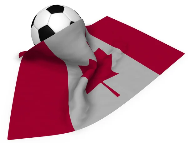 Futbol topu ve Kanada bayrağı - 3d render — Stok fotoğraf