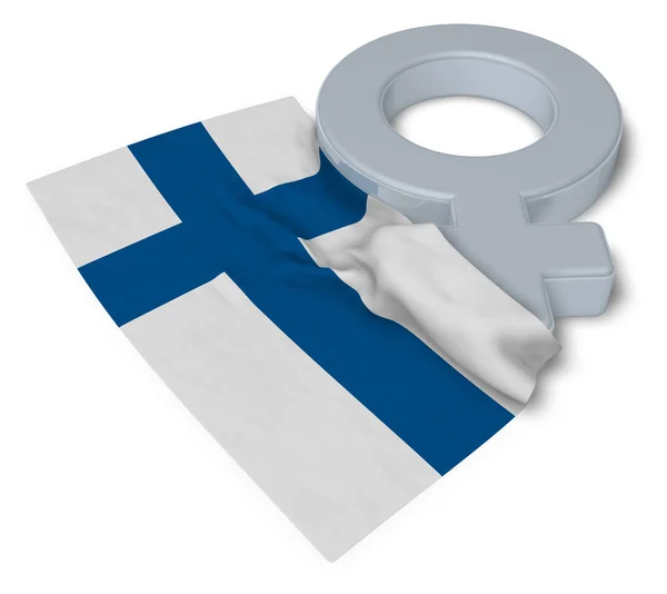 Symbole féminin et drapeau de finland - rendu 3d — Photo