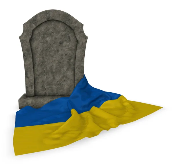 묘비 및 3d-렌더링 우크라이나의 국기 — 스톡 사진