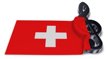 nota anahtarı sembol simge ve swiss - 3d render bayrak