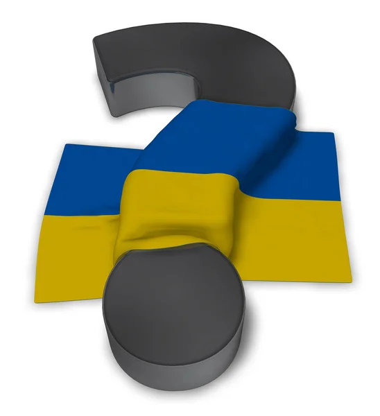 Знак питання і прапор України - 3d ілюстрація — стокове фото