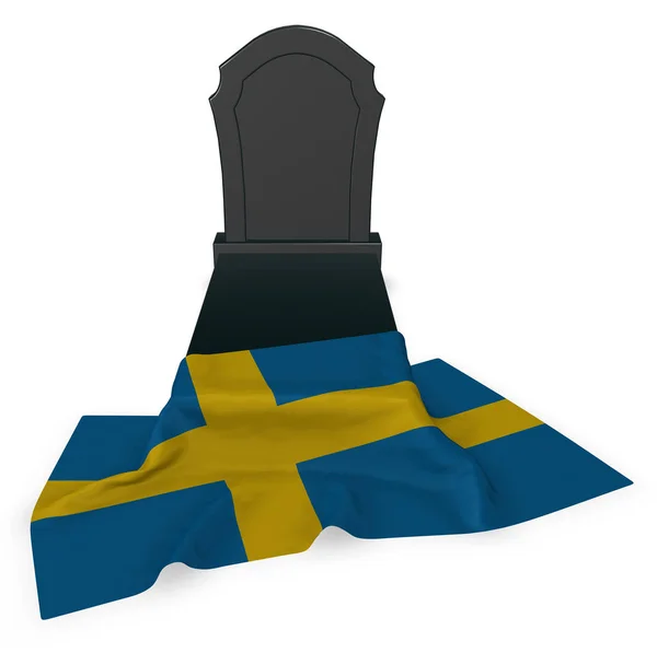 묘비와 스웨덴의 국기-3d 렌더링 — 스톡 사진