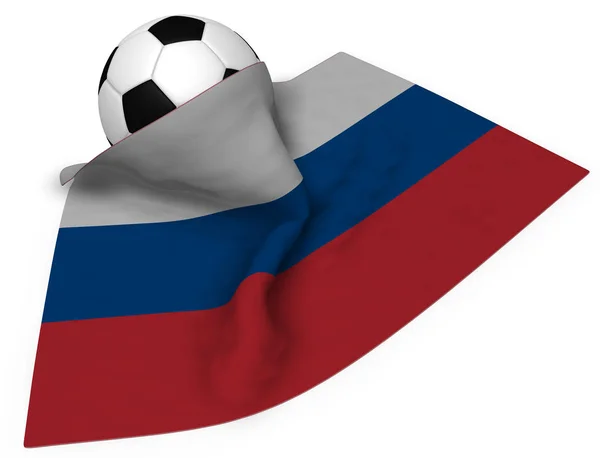 Pallone da calcio e bandiera della Russia - rendering 3d — Foto Stock