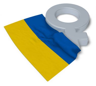 kadınsı ve Ukrayna - 3d render bayrağı simgesi