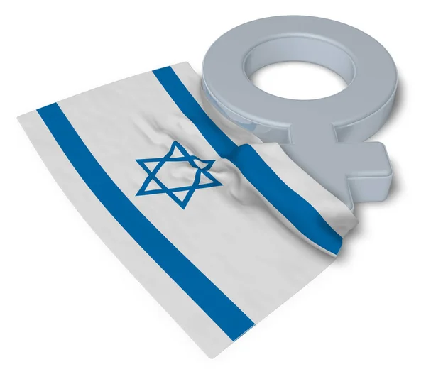 Kadın sembolü ve İsrail bayrağı - 3d render — Stok fotoğraf