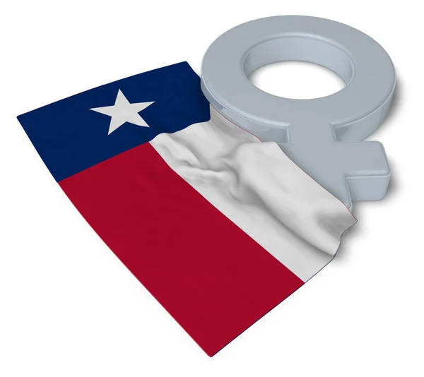Female symbol and flag of texas - 3d rendering — Stock Photo, Image