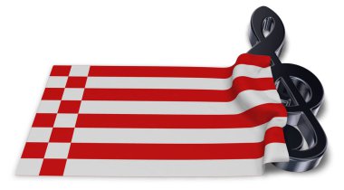 nota anahtarı sembolü ve bremen - 3d render bayrağı