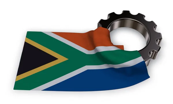 Kugghjulet och flagga Sydafrika - 3d rendering — Stockfoto