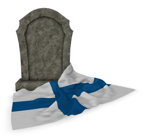 Lápida y bandera de finland - 3d renderizado — Foto de Stock