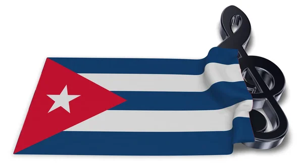 Σύμβολο Clef και σημαία της Κούβας - 3d rendering — Φωτογραφία Αρχείου