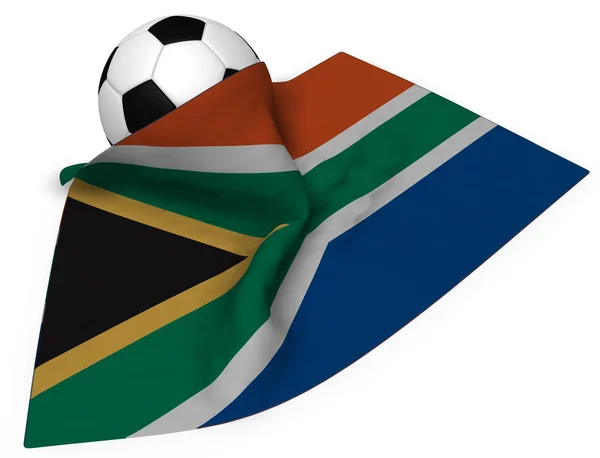 Soccer ball and flag of south africa - 3d rendering — Stock Photo, Image