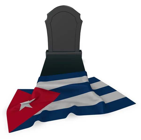 Pierre tombale et drapeau de cuba - rendu 3d — Photo