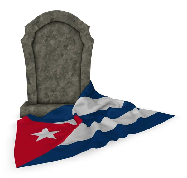Gravestone and flag of cuba - 3d rendering — Stock Photo, Image