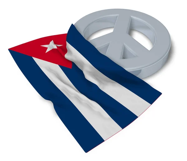 peace symbol and flag of cuba - 3d rendering