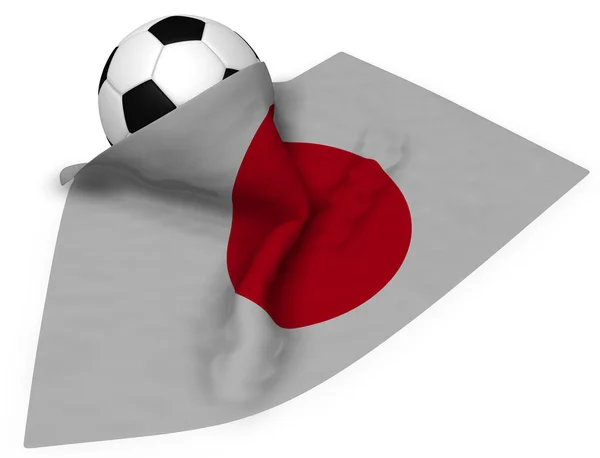 Bola de futebol e bandeira do japão - renderização 3d — Fotografia de Stock