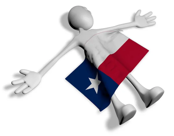 Dead cartoon guy and flag of texas - 3d illustration — Stock Photo, Image