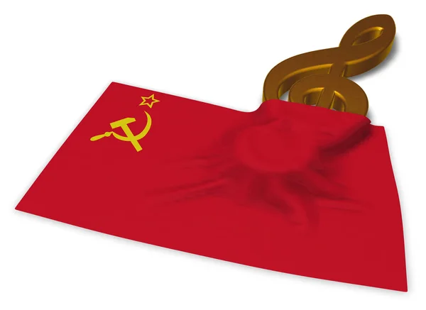 Notenschlüssel und Flagge der Sowjetunion - 3D-Darstellung — Stockfoto