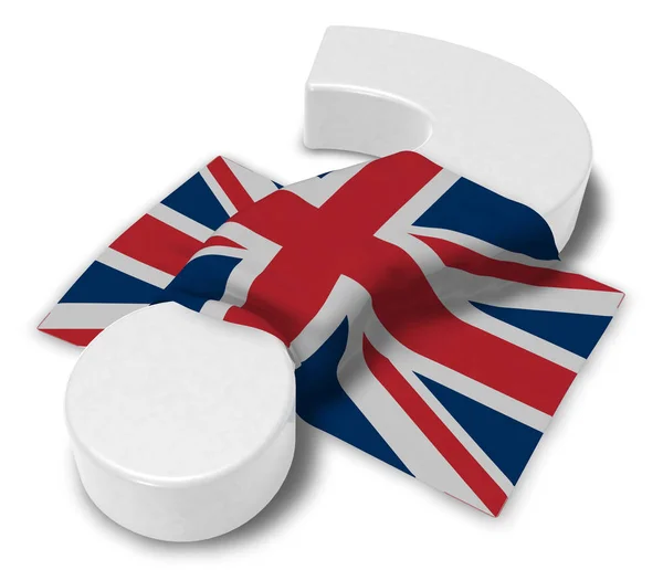 Kérdőjel és az Egyesült Királyságban - 3d ábra zászlaja — Stock Fotó