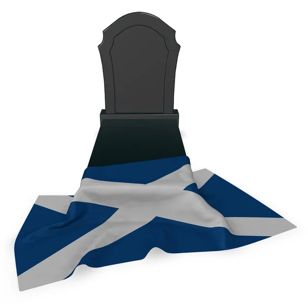 Lápide e a bandeira da Escócia renderização 3d — Fotografia de Stock